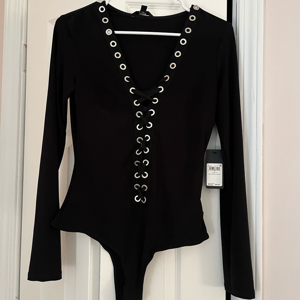 Black Lace Up Bodysuit
